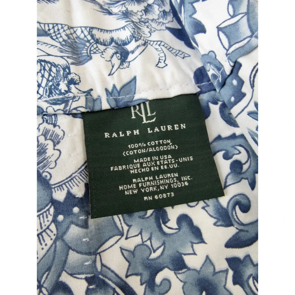 Vintage Ralph Lauren Tamarind Valance Porcelain Blue White Bird USA 17.5